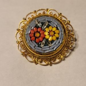 Vintage Micro Mosaic Brooch